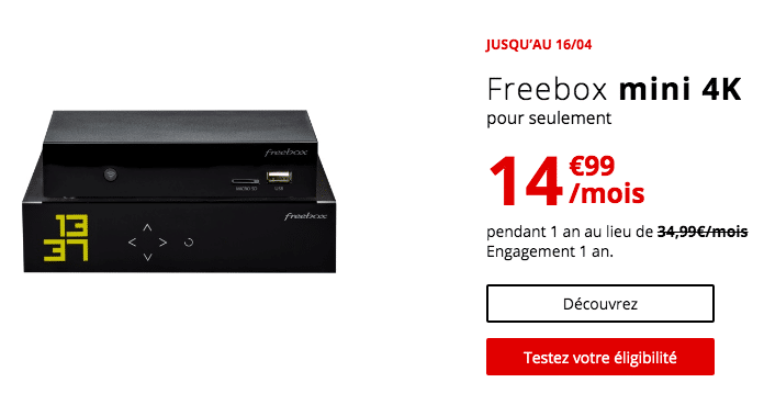 Freebox Mini 4K à 14,99€ par mois