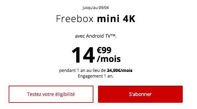 Freebox mini 4K fibre optique pas chère. 