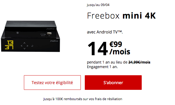 Promotion Freebox mini 4K Free.