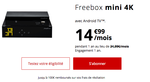 Freebox mini 4K promotion fibre optique.