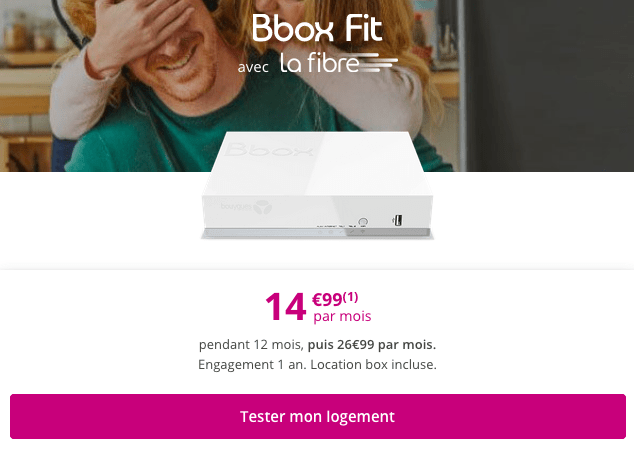 Bbox Fit promo fibre optique Bouygues Telecom.