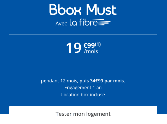 Promotion box internet fibre optique chez Bouygues Telecom.