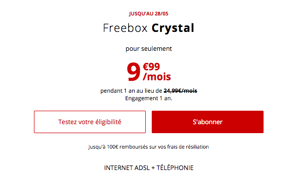 Freebox Crystal promotion box internet sans TV.