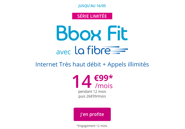 Fibre optique en promotion avec la Bbox Fit de Bouygues Telecom.