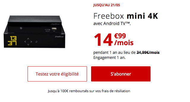 Promo Freebox mini 4K avec la fibre optique chez Free.