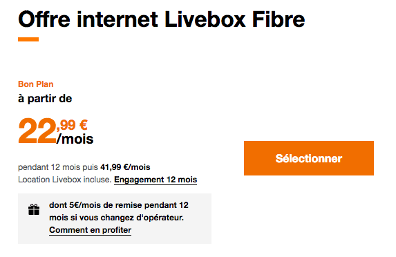 Livebox Fibre en promotion chez Orange.