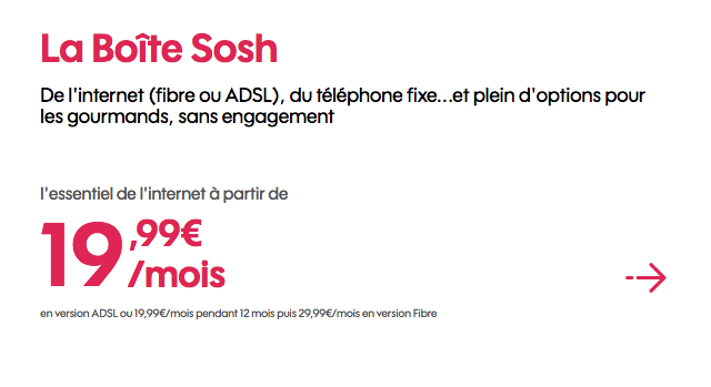 Box internet pas chère promo Sosh.
