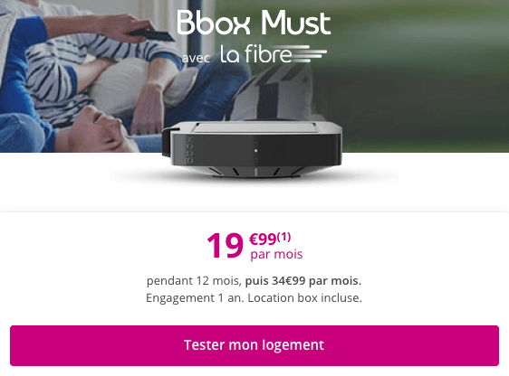 Bbox Must promo Bouygues Telecom avec la fibre optique.