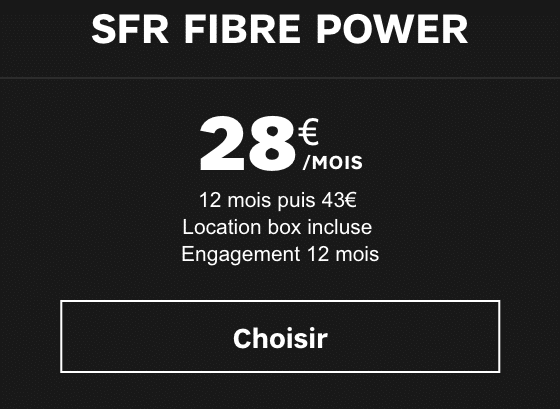 la box SFR Fibre Power à 28€