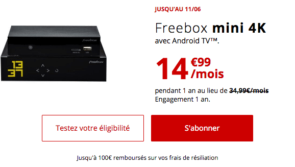 Promotion Freebox mini 4K chez Free. 