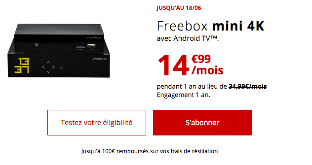 Promo Freebox mini 4K chez Free, avec l'ADSL ou la fibre optique.