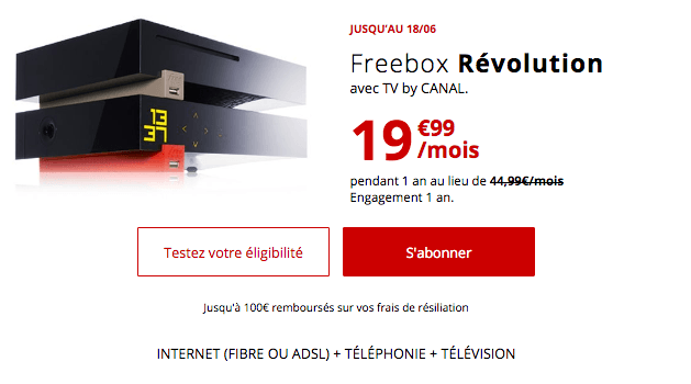 Freebox Révolution promotion box internet fibre optique pas chère.