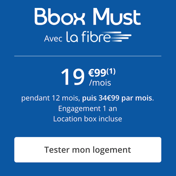 Bbox Must fibre optique à moins de 20€ chez Bouygues Telecom