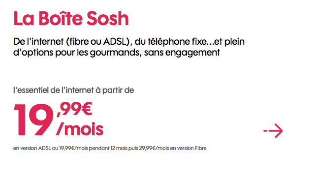 Box internet fibre optique en promo chez Sosh. 