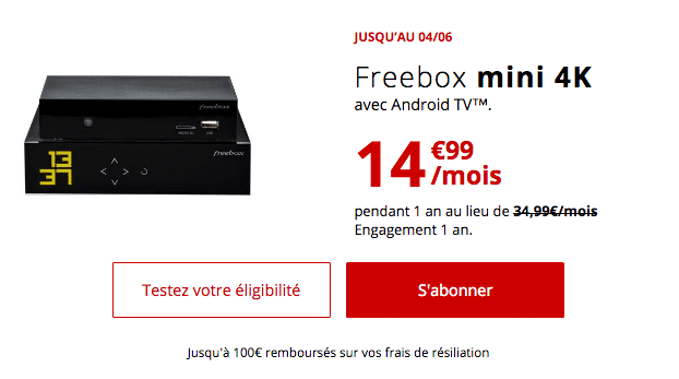 Freebox mini 4K promotion box internet ADSL ou fibre optique.