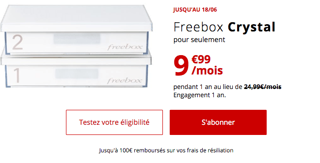 Freebox Crystal promo box internet ADSL pas chère.
