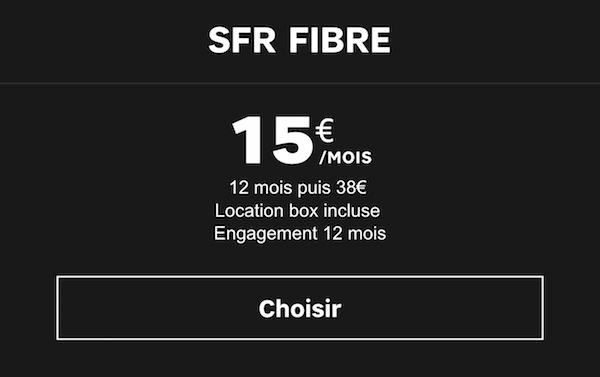 La fibre optique à 15€/mois chez SFR 