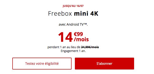 Freebox mini 4K en promotion avec la fibre optique chez Free.