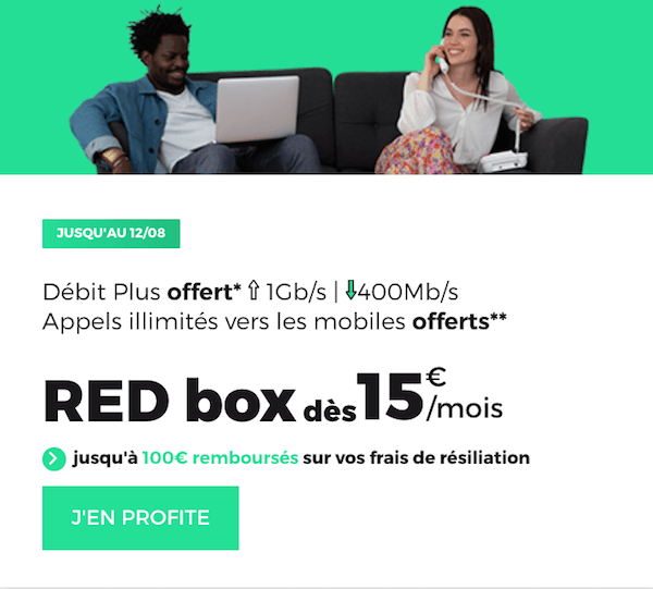 Différents options offertes gratuitement sur la box internet en promo de RED by SFR