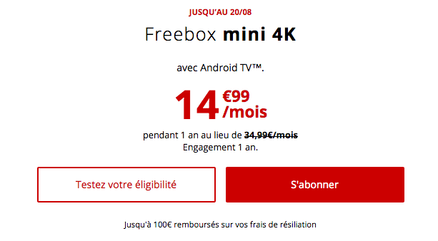 Promo Freebox mini 4K avec Android TV. 