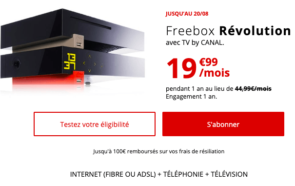 Freebox Révolution, la box internet pas chère de Free en fibre optique.