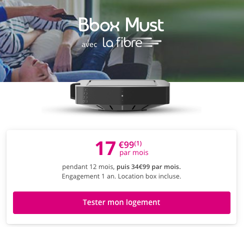 La box en promo proposée par Bouygues Telecom pour 17,99€/mois 