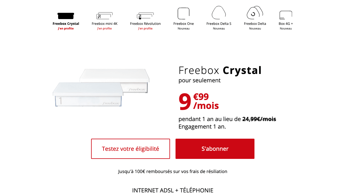freebox crystal promo adsl