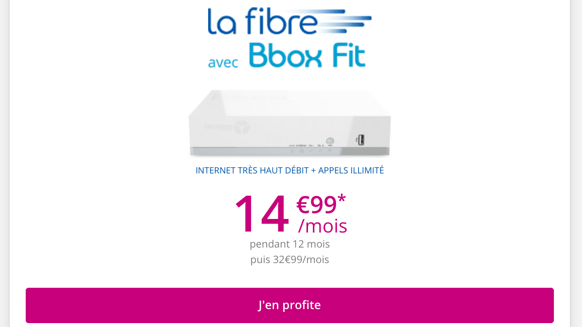 Bouygues Telecom promo box fibre optique.