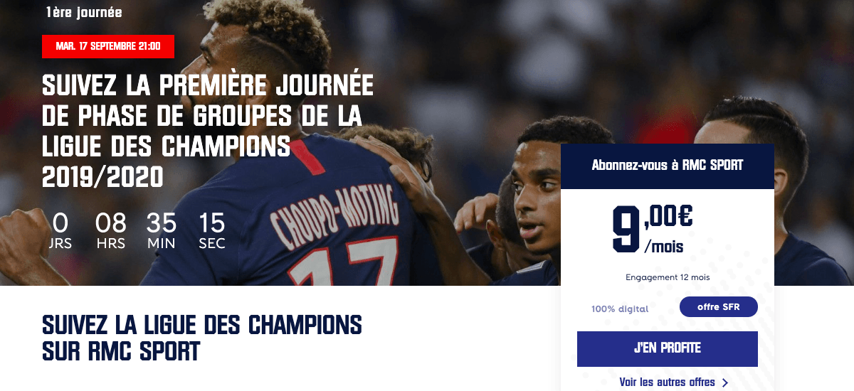 La Ligue des Champions disponible en promo via SFR