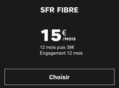 La box en promo de SFR pour la fibre optique à 15€/mois