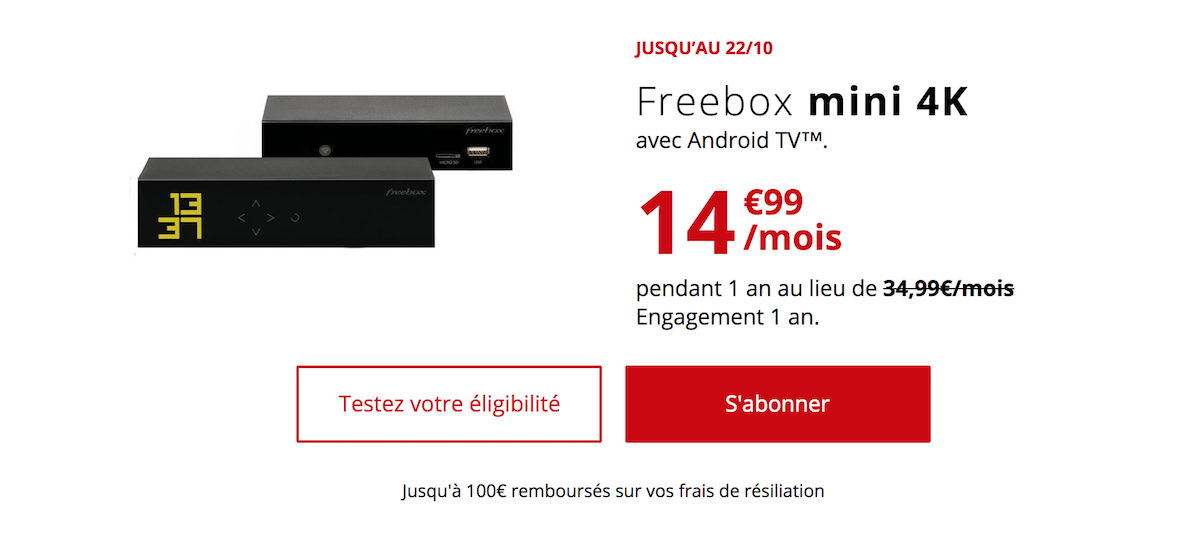 Promotion de Free sur la Freebox mini 4K
