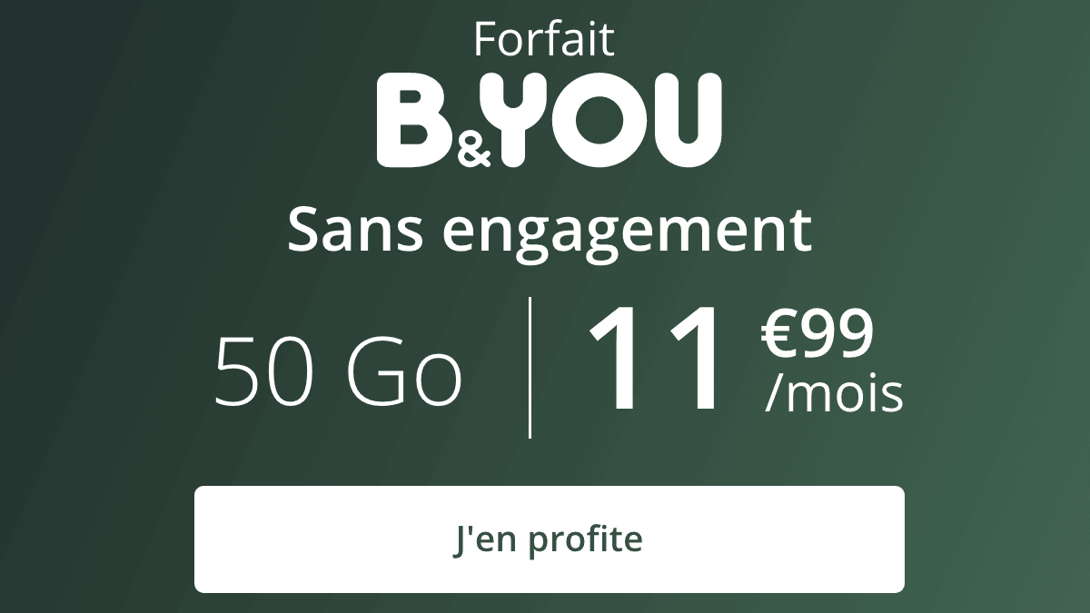 B&YOU 50 Go promotion forfait 4G. 