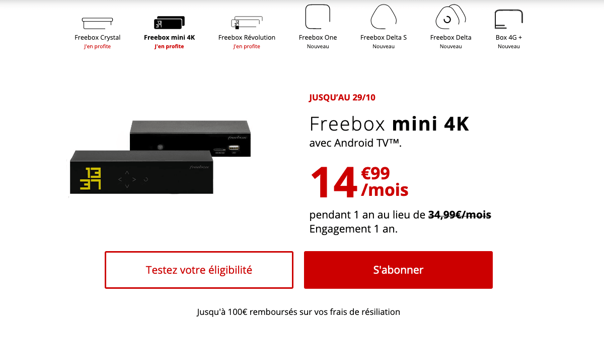 freebox mini 4k promo fibre optique.