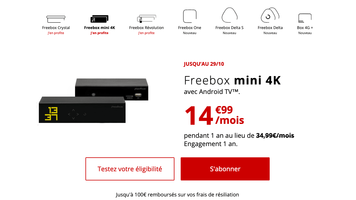 Freebox mini 4K promo box internet.