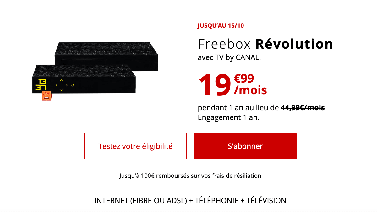 Box internet haut de gamme en promotion chez Free.