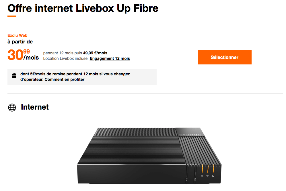 Livebox 5 WiFi intelligent et 2 Gb/s dès 30,99€/mois avec Orange