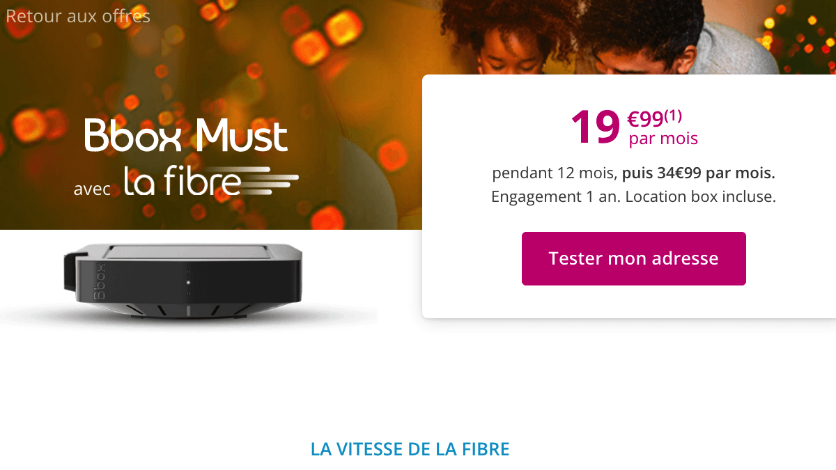 Promo box fibre optique Bouygues Telecom.