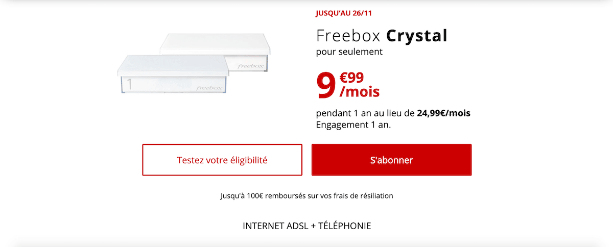Freebox Crystal, l'offre la moins chère du moment pour les box internet ADSL