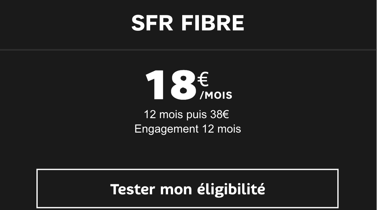 La box fibre de SFR proposée à 18€/mois 
