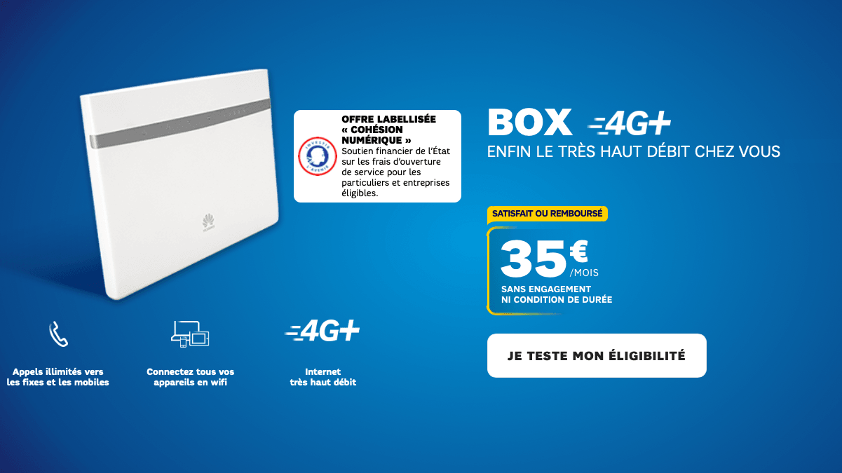 Une box internet pas chère en 4G chez SFR c'est à 35€/mois.