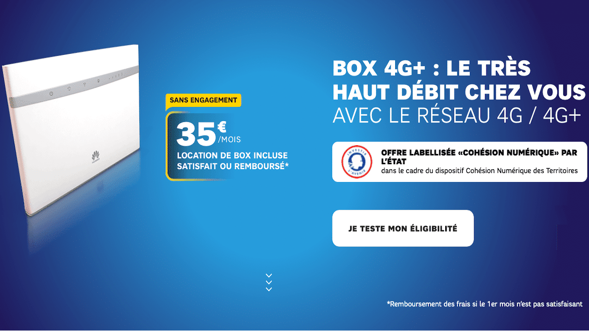 La box 4G de SFR est disponible à partir de 35€/mois.