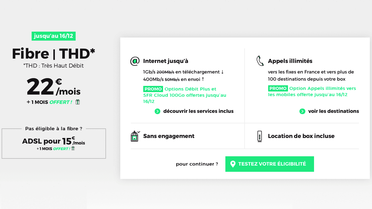 La box ADSL de Red by SFR est à 15€ par mois.