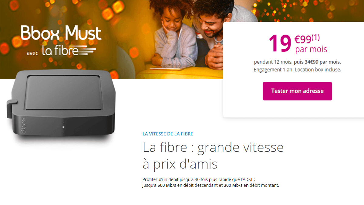Bbox Must de Bouygues : la box internet en fibre optique pour 19€99 par mois pendant un an.