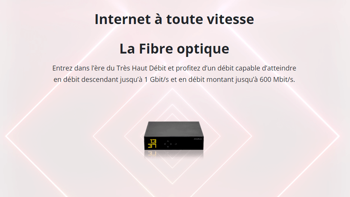 Une box internet Freebox Mini 4Kavec fibre optique à 14€99 par mois sur la première année.