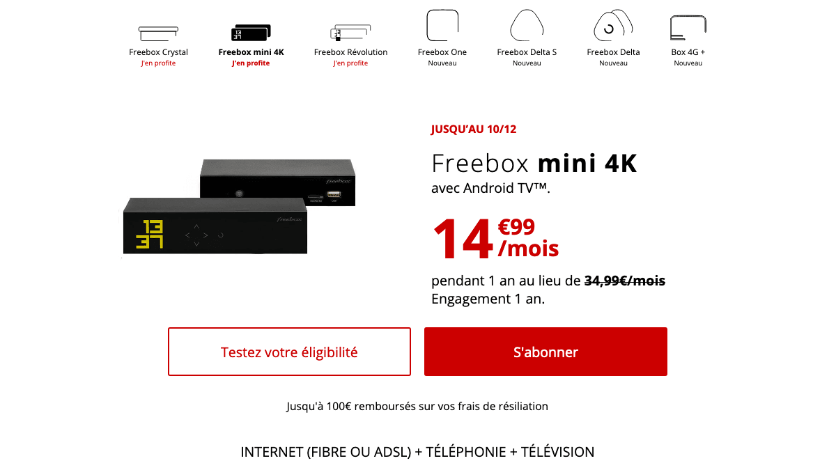 Freebox mini 4K en promotion pour Noël chez Free. 