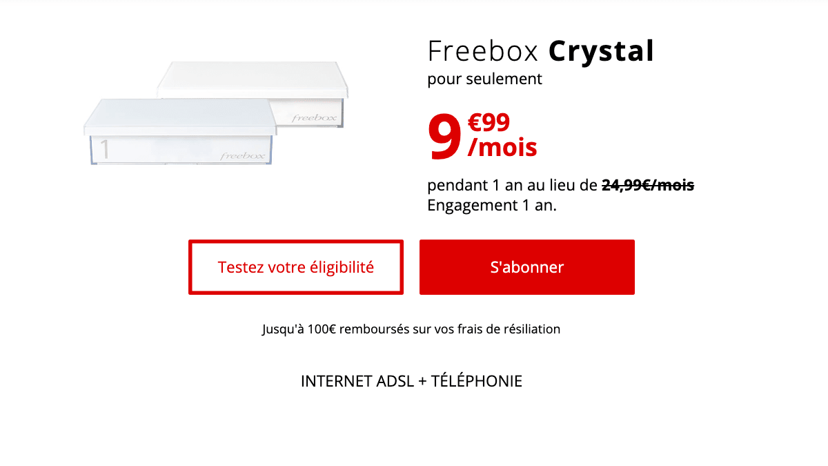 La Freebox Crystal est en promotion à 9,99€.
