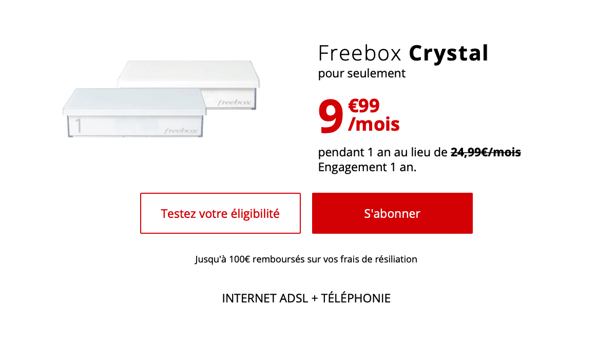 La box ADSL chez Free est à 9,99€.