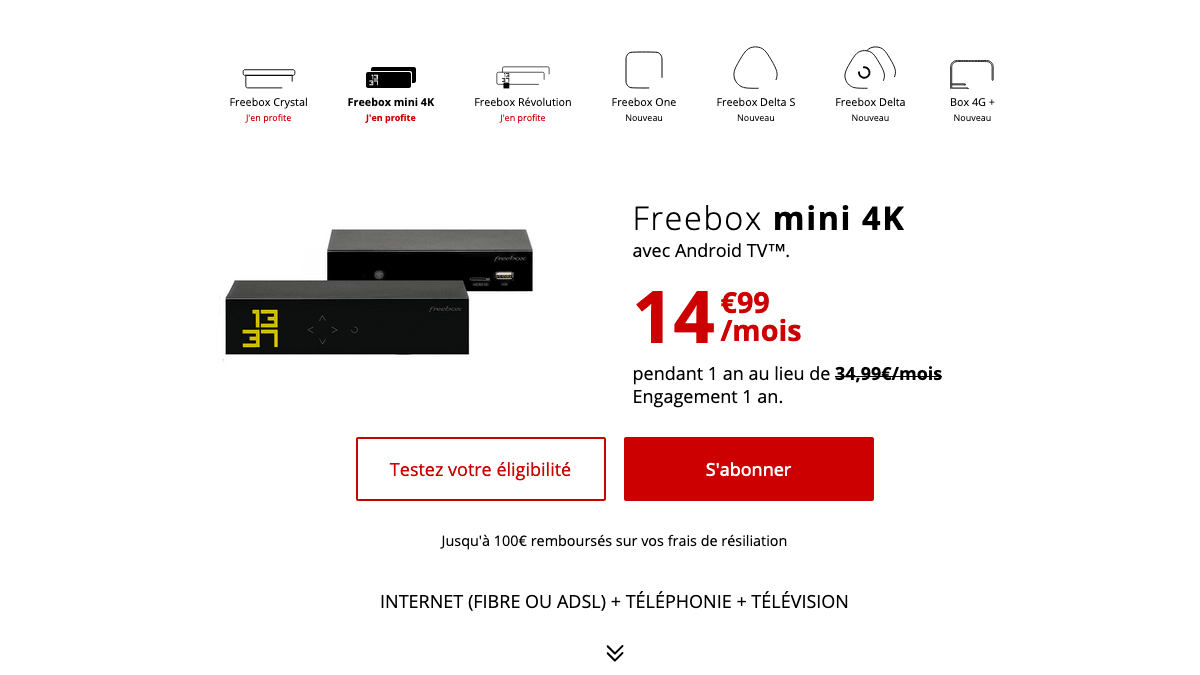 Promo Freebox mini 4K pas chère. 