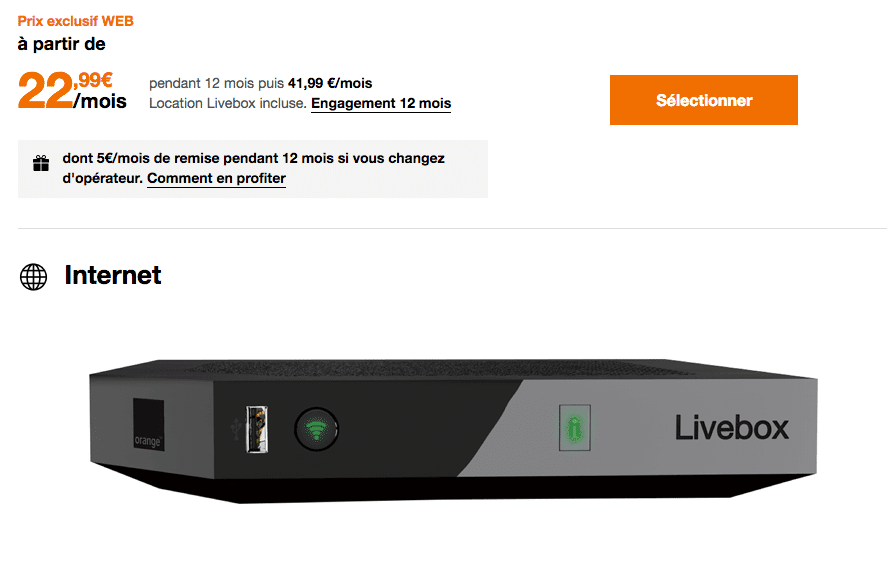 La livebox fibre d'Orange