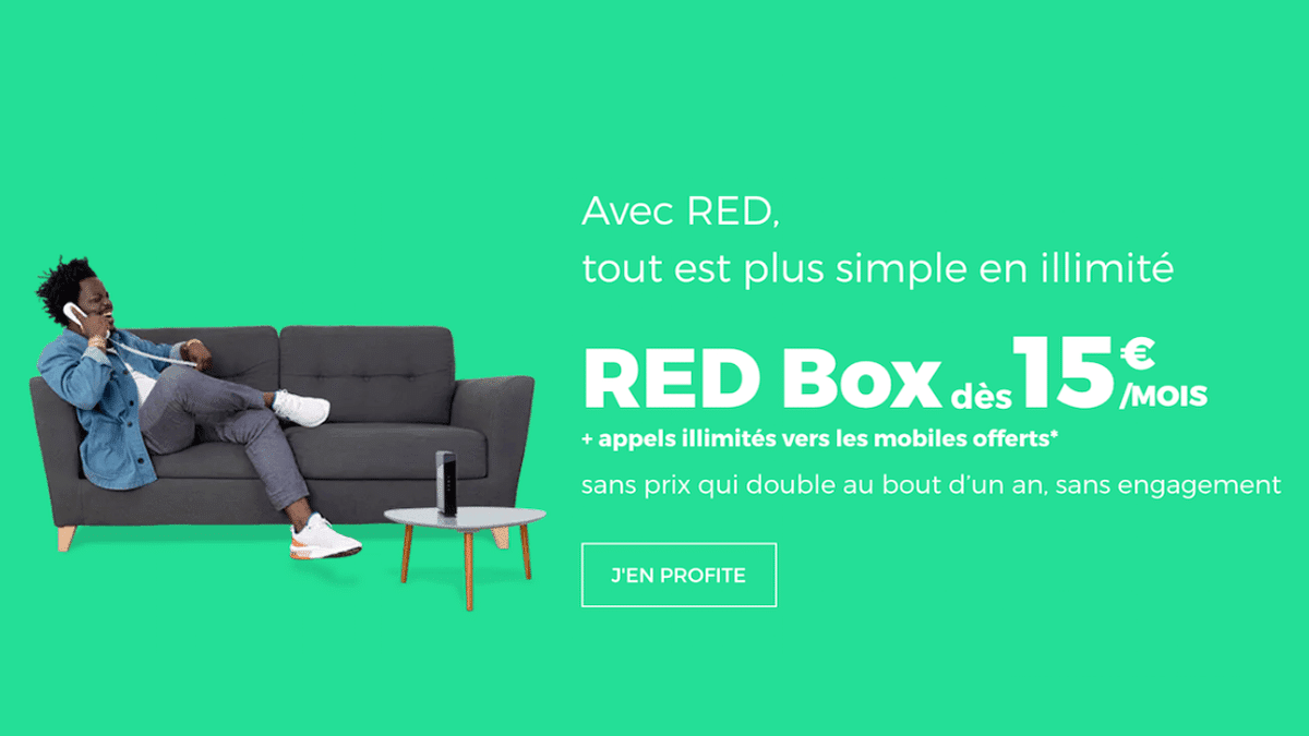 La RED box de RED by SFR, pour l'ADSL haut débit, à 15€/mois seulement.